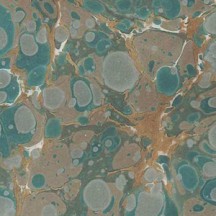 Hand Marbled Paper Stone Marble Pattern in Muted Teal and Tan ~ Berretti Marbled Arts
